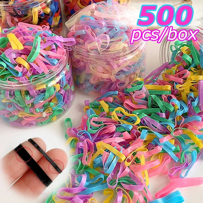 500 Peças de Elástico De Cabelo Feminino Descartável Multicolorido